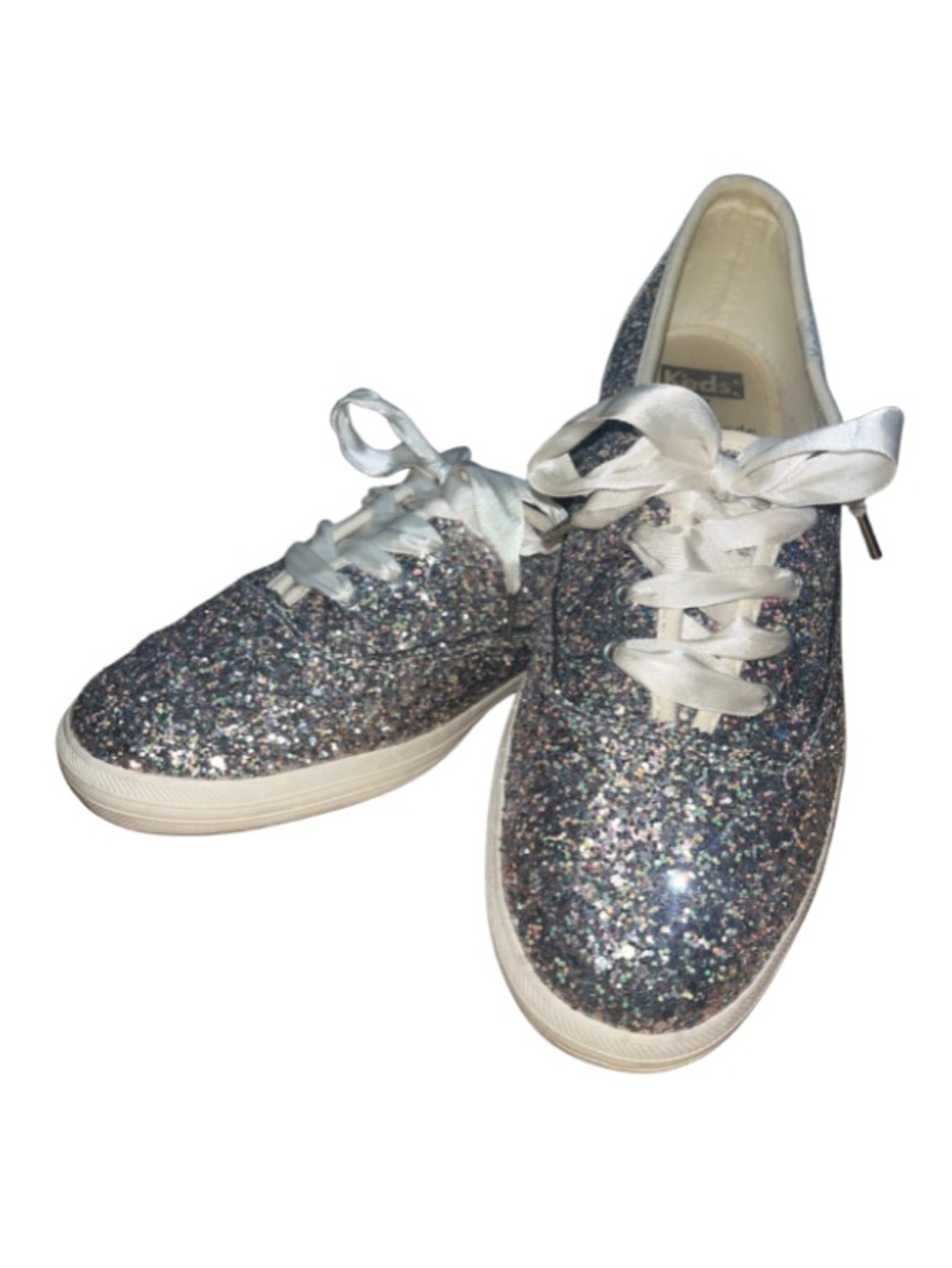 Keds x Kate Spade Champion Silver
Glitter Satin Lace-Up Sneakers - Size 7.5 - Picture 3 of 10